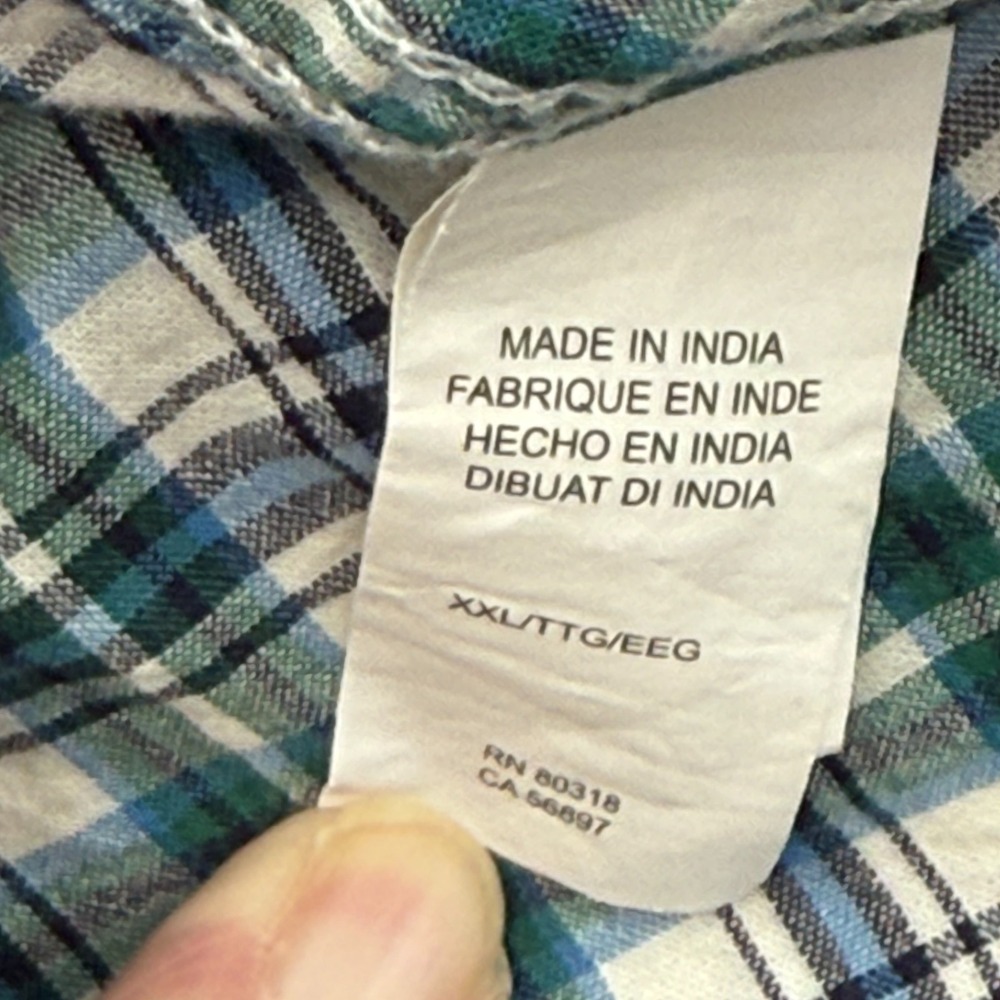 Lucky Brand Mens XXL Pearl Snap Shirt Plaid Grn/Blue Western Wear Casual‎ Cowboy - Picture 9 of 10